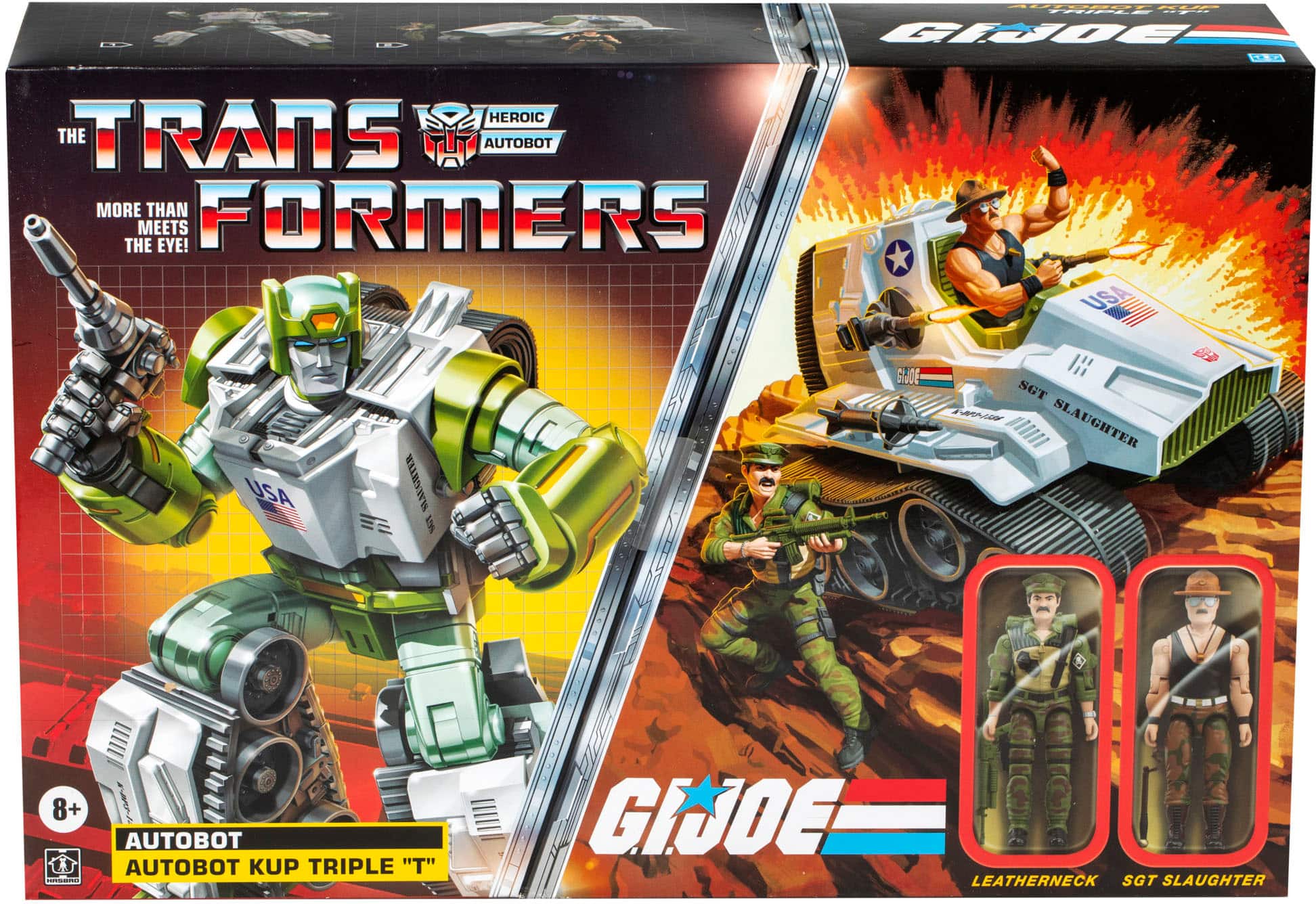 Transformers meets the eye! Autobot Kup Triple "T" meets G.I. Joe Leatherneck and Sgt. Slaughter.