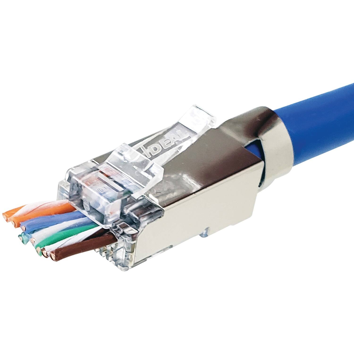 Alt View 2. IDEAL - Shielded Feed-Thru CAT-6A/6/5-E Modular Plugs for Larger Diameter Conductors 25 Pack - Metallic.