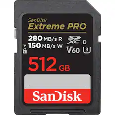SanDisk Extreme PRO 280 MB/s R 150 MB/s W V60 3 512 GB