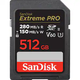 SanDisk - 512GB Extreme PRO SD UHS-II Memory Card V60 SDSDXEP-512G-GN4IN