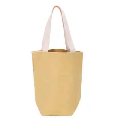 Front. Unique Bargains - Canvas Tote Bag, 3.5"x3.5" Small Grocery Bag with Handles, Cute Handbag for Birthday Gifts DIY Craft - Khaki.