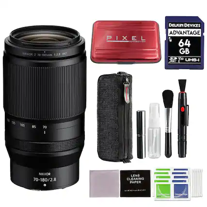 NIKKOR Z 70-180mm 1:2.8 67 PIXEL
DELKIN DEVICES ADVANTAGE 64 GB SP V30 XC I UHS-I
NIKKOR 70-180/2.8 LENS
PIXEL CONNECTION
LENS CLEANING PAPER
CLEANING WIPES (WET & DRY)