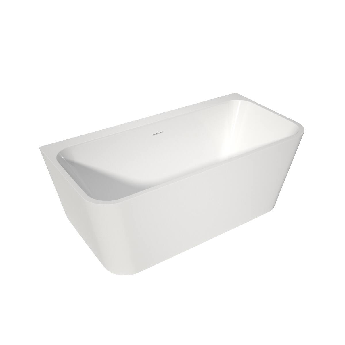 Angle. Loheer - Loheer 59 Inch Freestanding Acrylic Soaking Bathtub Gloss White Rectangular Stand Alone Tub - Gloss White.