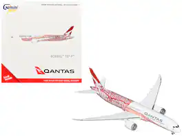 Boeing 787-9 Commercial Aircraft "Qantas" (VH-ZND) White with Red Graphics 1/400 Diecast Model Airplane by GeminiJets