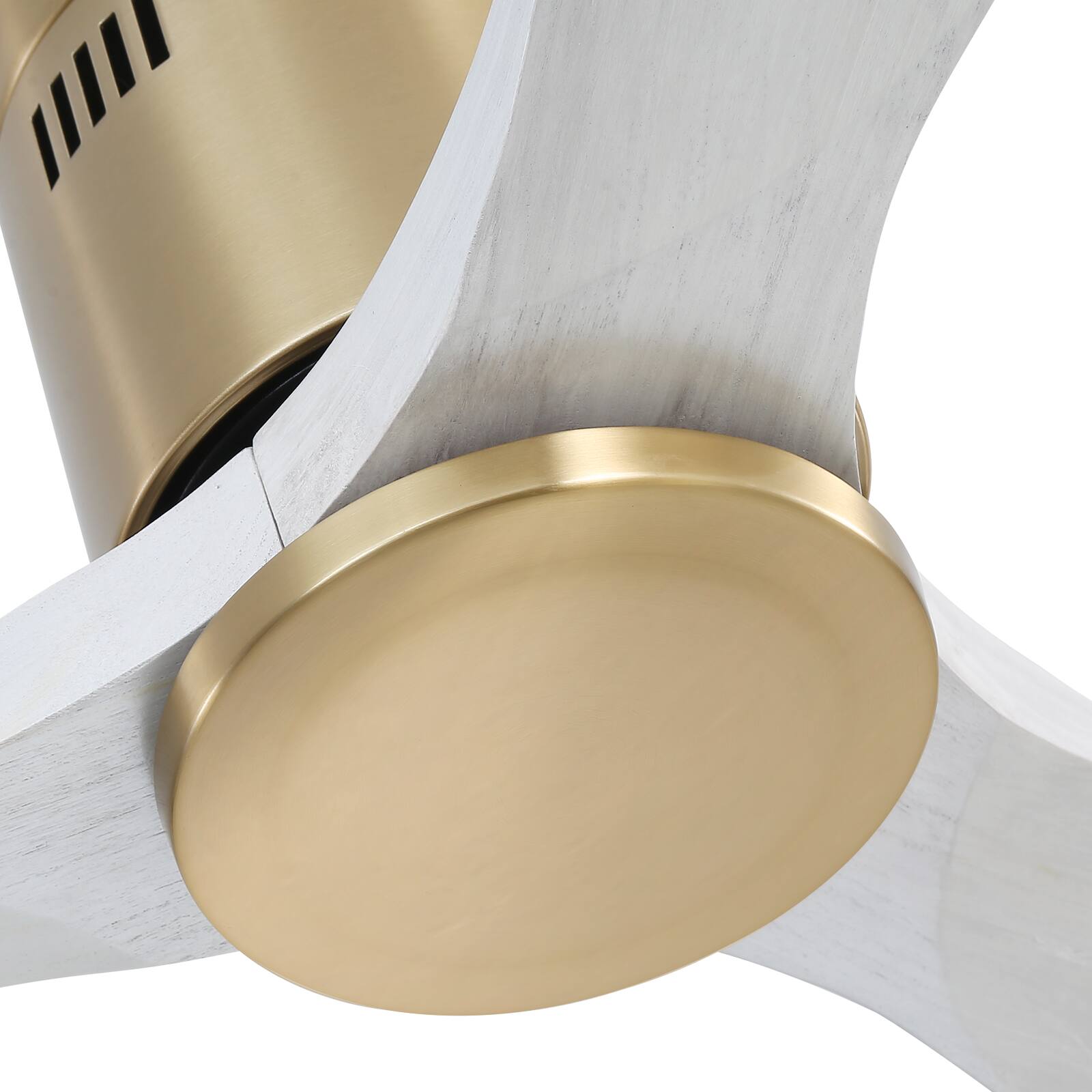 Angle. Sofucor - Gold Ceiling Fan No Light 52" 3 Blades Modern Room Remote Control Timer Reversible Bedroom Flush Mount Ceiling Fan - Gold Light Grey.