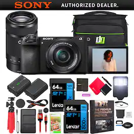 Bundle - Sony - a6700 Alpha APS-C 4K Mirrorless Camera + 16-50mm & 55-210mm 2 Lens Package - Black
