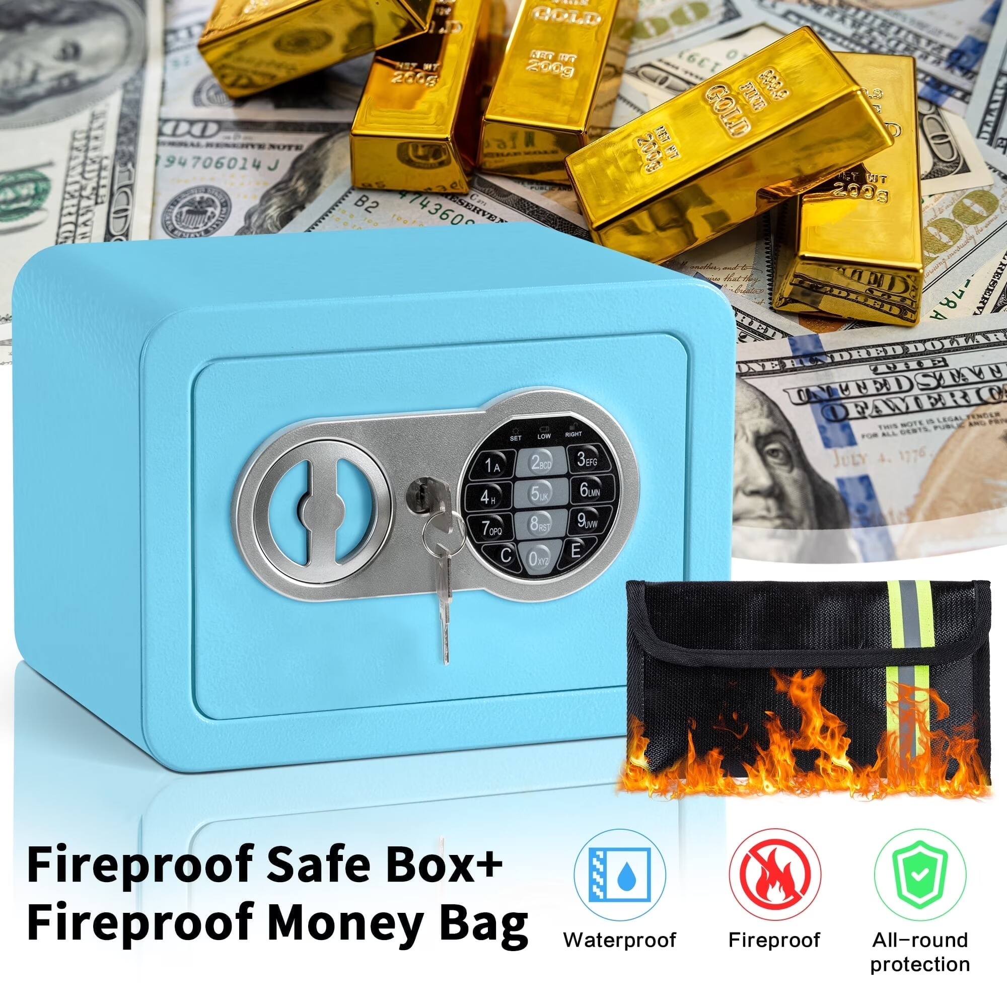 aia GOLD OTV 139) O NE 200g 2d65 P   D0 c GOLD CID OLLARST NOTE S00 S Je 94 706014 J  WIT SCID B2 260g PRICE  A... 143600 ENERVEN OED UCTE T TS 3 -78A DOLLAR INE  UNTED ED STAT OPAMERIC OF W FSAR PE Lom 2m 3g JULY 1776 1A 4 5 6 70 8 9. C E 0nd Fireproof Safe Box+ Fireproof Money Bag Waterproof Fireproof All-round protection