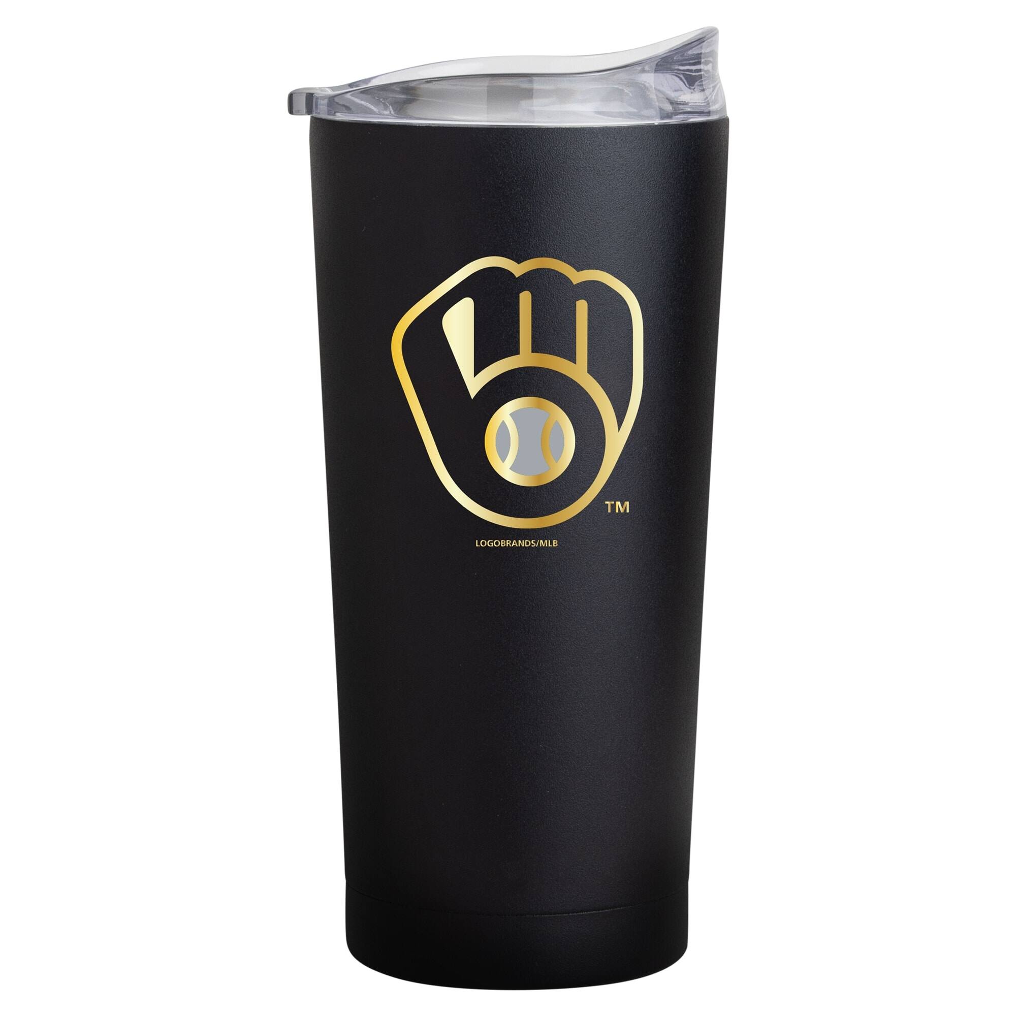 Front. Logo Brands - Black Foil 20oz. Powder Coat Tumbler - Multicolor.