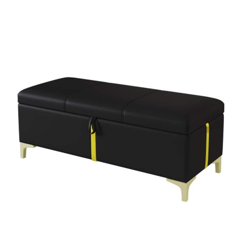HTUTWOO - Storage Ottoman Bench for Bedroom Living Room - Upholstered Storage Bench with Metal Legs, Fully Assembled Except Legs - Black