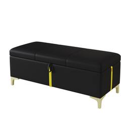 HTUTWOO - Storage Ottoman Bench for Bedroom Living Room - Upholstered Storage Bench with Metal Legs, Fully Assembled Except Legs - Black