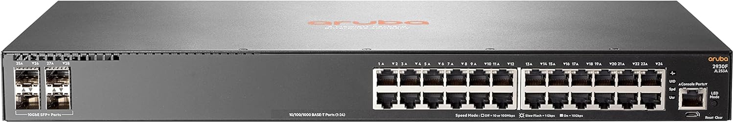 HPE Aruba - JL253A 2930F 24G 4SFP+ 24-Port Gigabit Switch - JL253A