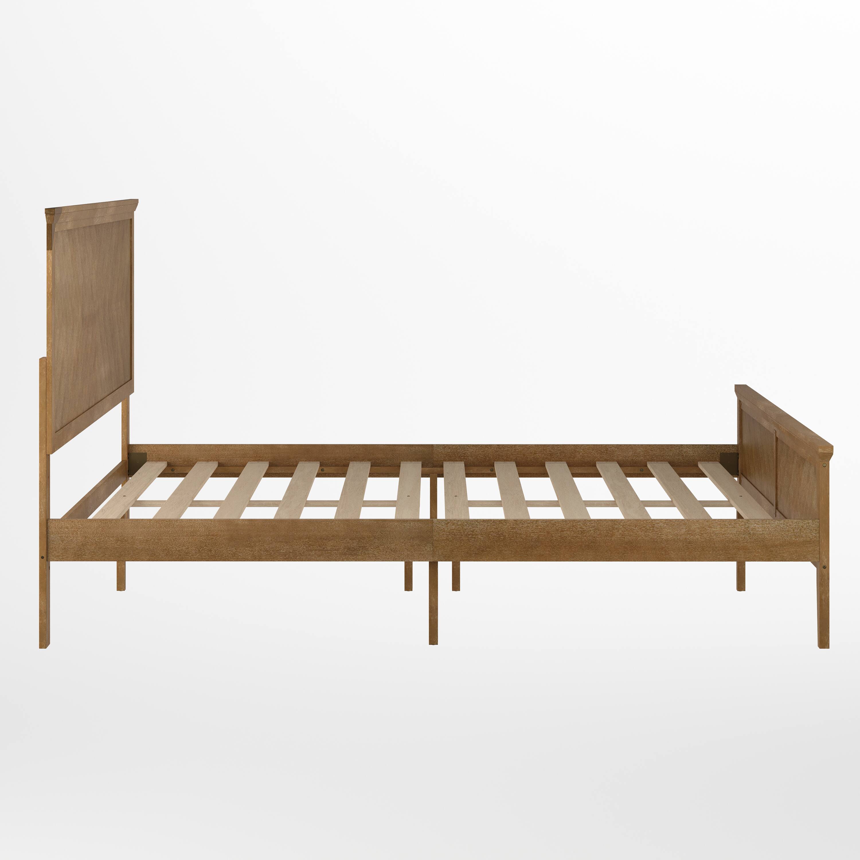 Left. Flash Furniture - Fiona Light Brown Queen Size Solid Wood Platform Bed Frame with Headboard, Footboard, and Slatted Bottom - Brown.