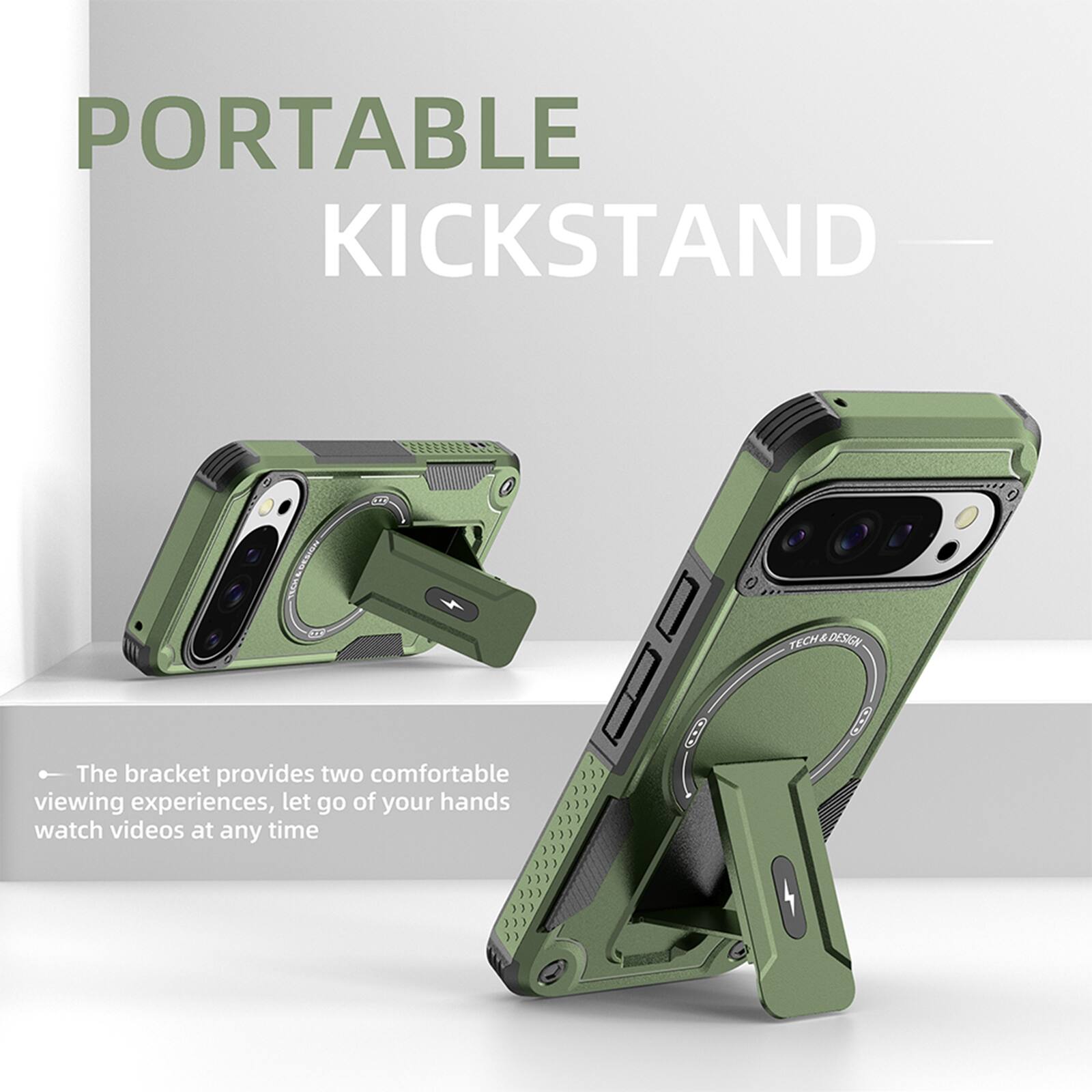 PORTABLE KICKSTAND

LOLAN H TECH & DESIGN

The bracket provides two comfortable viewing experiences, let go of your hands watch videos at any time