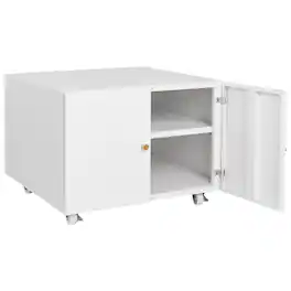 Boyel Living - Office Furniture Copier Cabinet 2 Door Steel Copier Stand Mobile Pedestal Filing Storage Cabinet - White