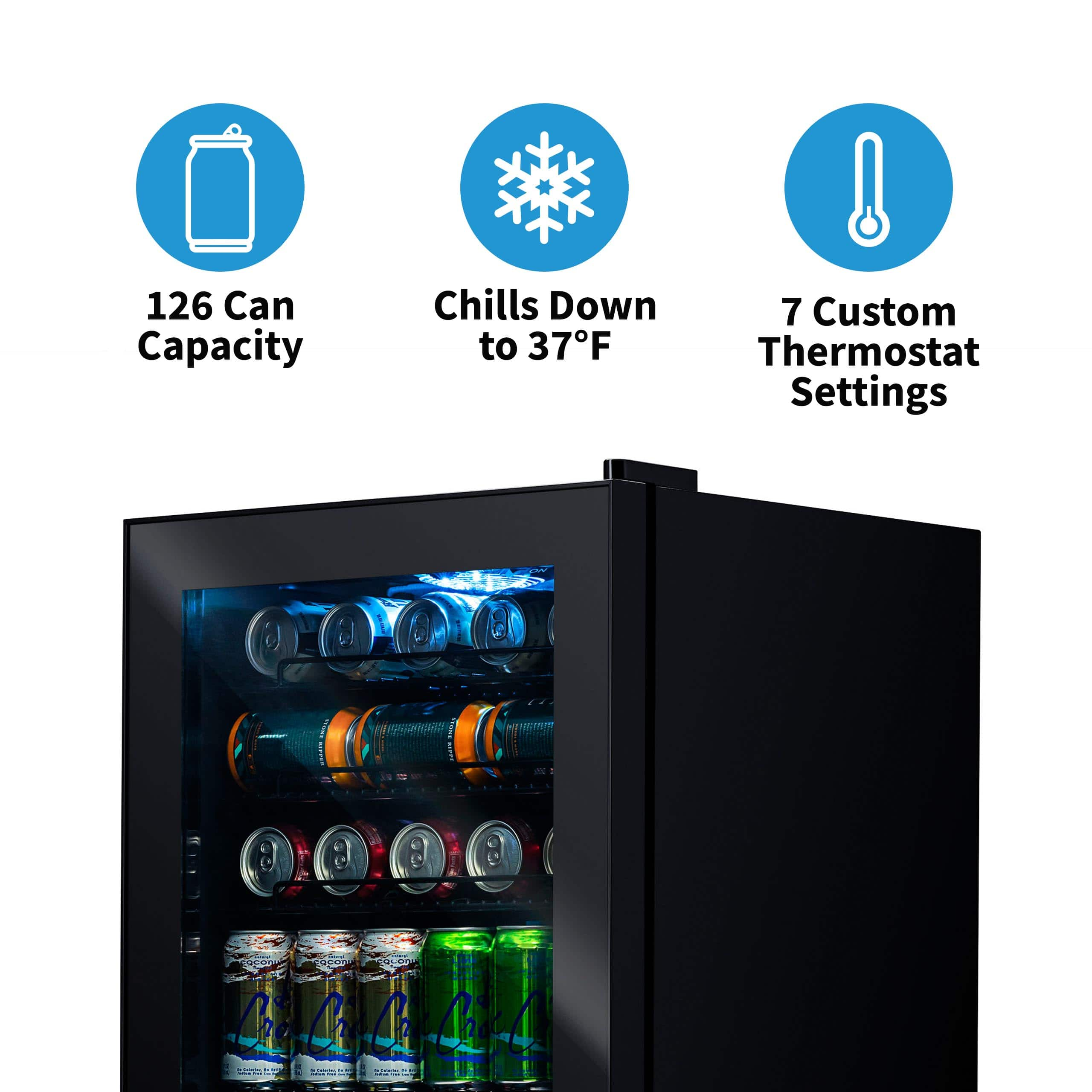 NewAir – 126-Can Beverage Cooler with Glass Door, Adjustable Shelves, 7 Temperature Settings and Lock – Black Sansujyuku sansujyuku.com