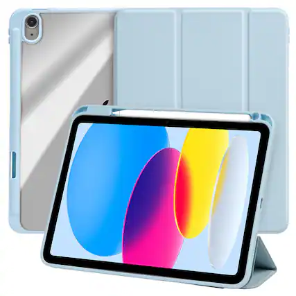 Front. Vena - For Apple iPad 10th Generation Case Clear, iPad A16 Case Trifold Stand, iPad 11th Case Slim Stand Protective Cover, Blue - Blue.