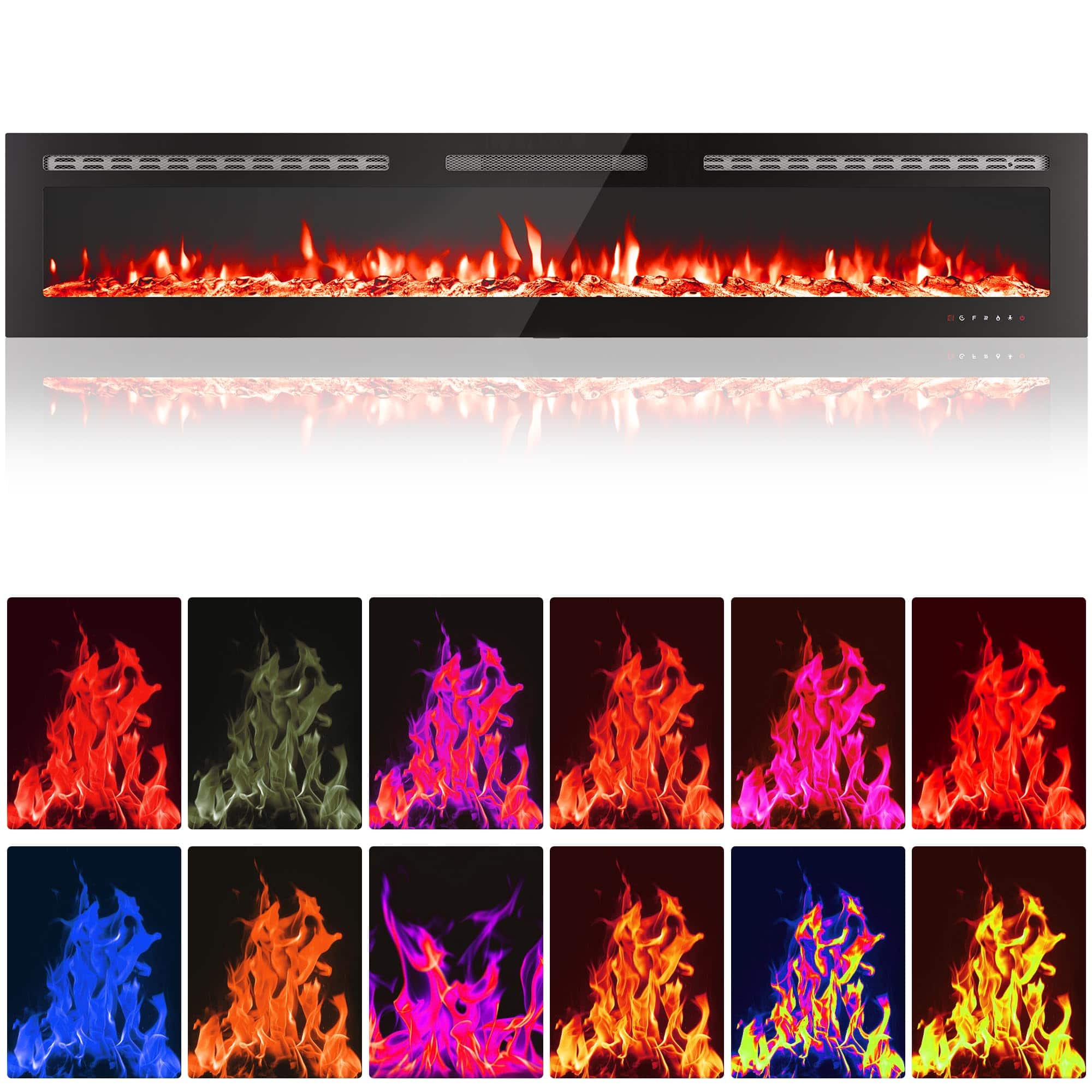 Acekool - 80 Inch Electric Fireplace, Recessed or Wall Mounted, Remote & Smart WiFi App Control