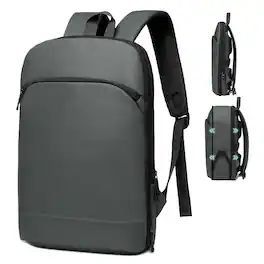 Unique Bargains - Slim Expandable Business Backpack for Men, 16" Laptop Compartment, TSA 15L-25L, Lightweight Work Office - Dark Gray