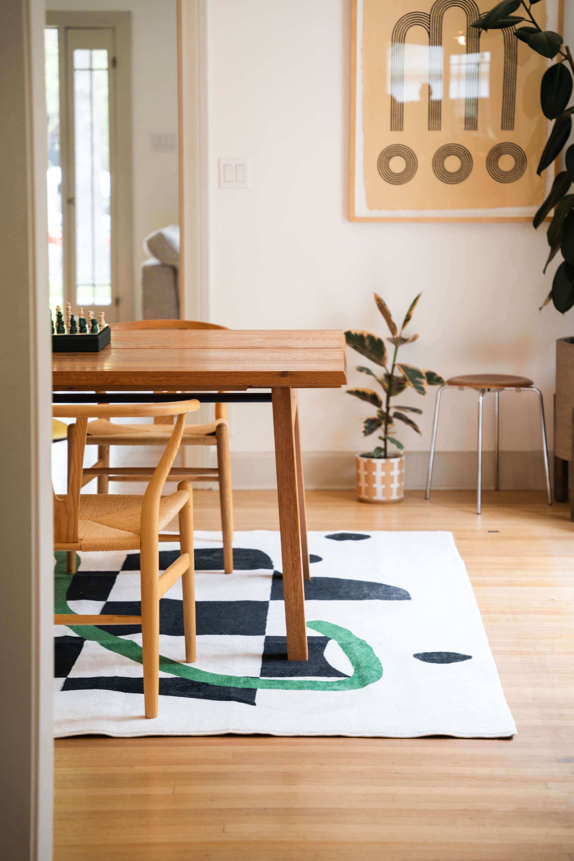 Alt View 2. Lanyspace - 7'x10' Area Rug, Washable Rugs, Non-Slip and Tear-Resistant Soft Carpet, Black and White Checkered Rug for Home Decor - Multicolor.