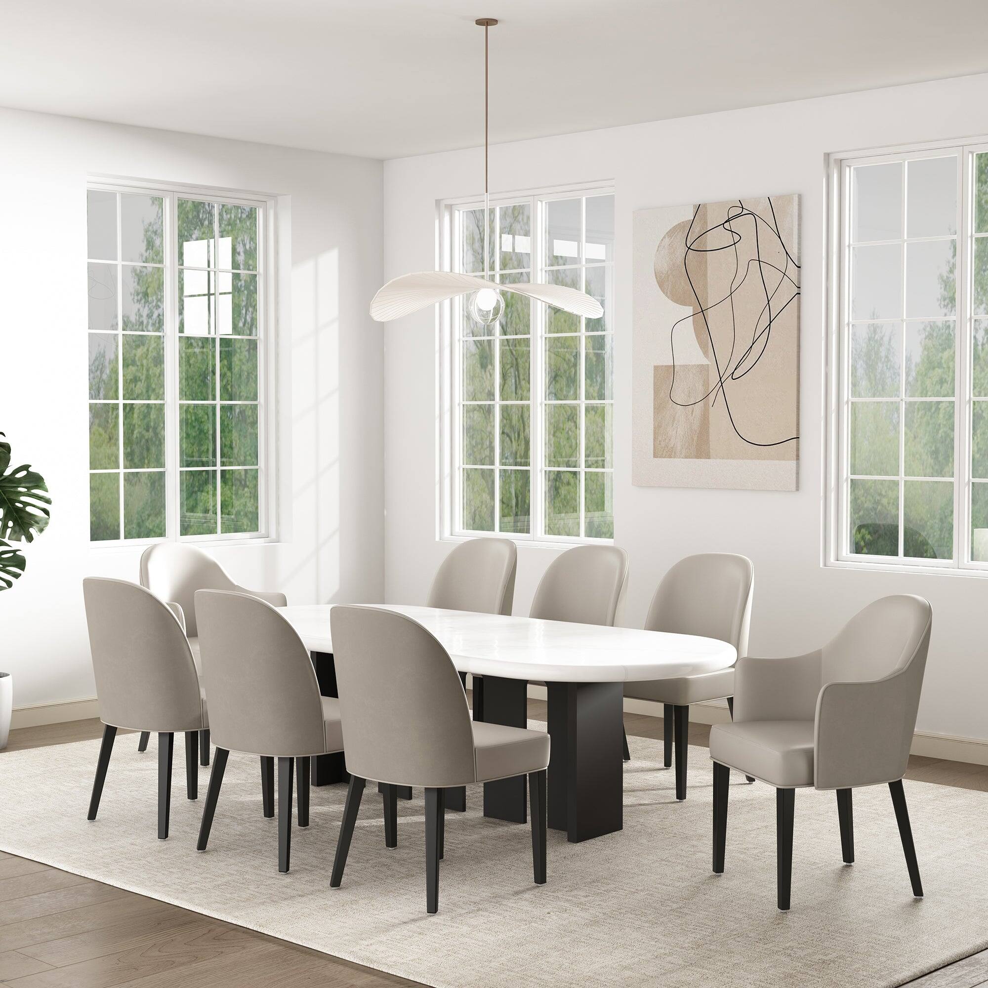 Manhattan Comfort Hillman Modern 8 Piece Dining Chair Set Light Gray ...