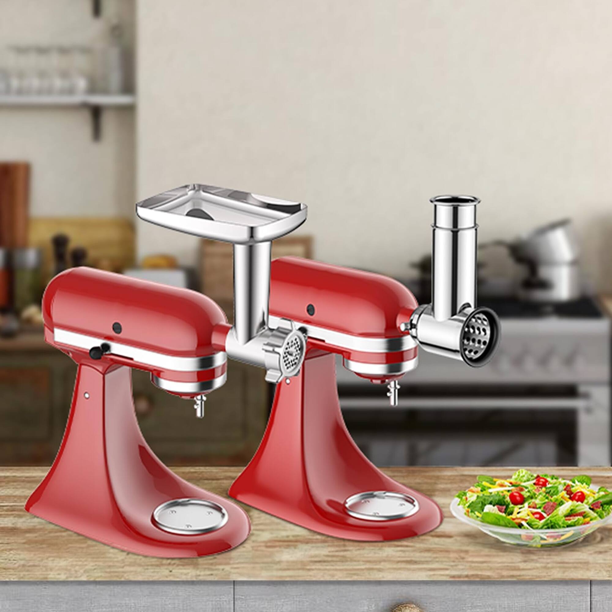 Alt View 6. Gvode - GVODE Meat Grinder & Stainless Steel Slicer Shredder Attachment, Compatible with KitchenAid® Stand Mixers, 2-in-1 Set - Silver.