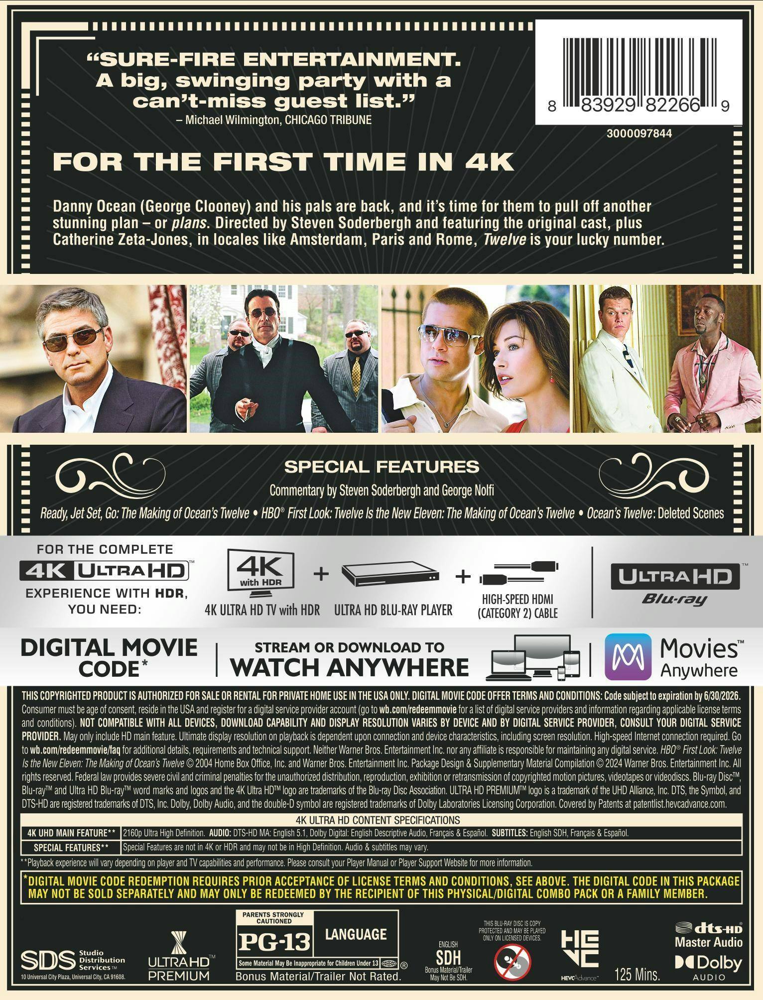 Back. Ocean's Twelve (Limited Edition 4K Steelbook) [UHD].