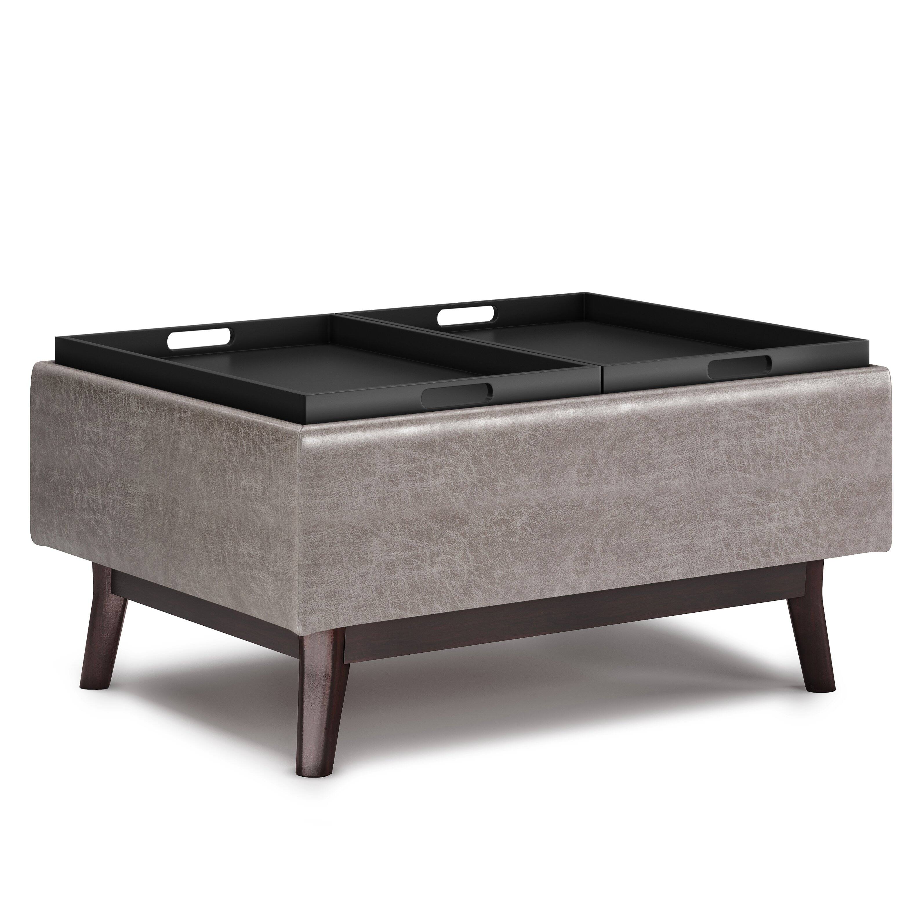 Alt View 11. Simpli Home - Owen Tray Top Small Coffee Table Storage Ottoman - Distressed Grey.