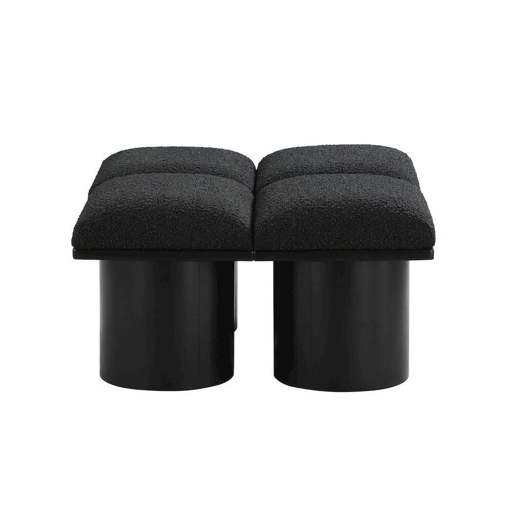 Angle. Meridian Furniture - Pavilion Black Boucle Fabric Bench - Black Boucle Fabric.