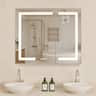 VEVOR - Lighted Medicine Cabinet with Mirror, 36 x 30 in Recessed or Wall Mount, 3 Color Dimmable LED Bathroom Medicine Cabinet - Silver