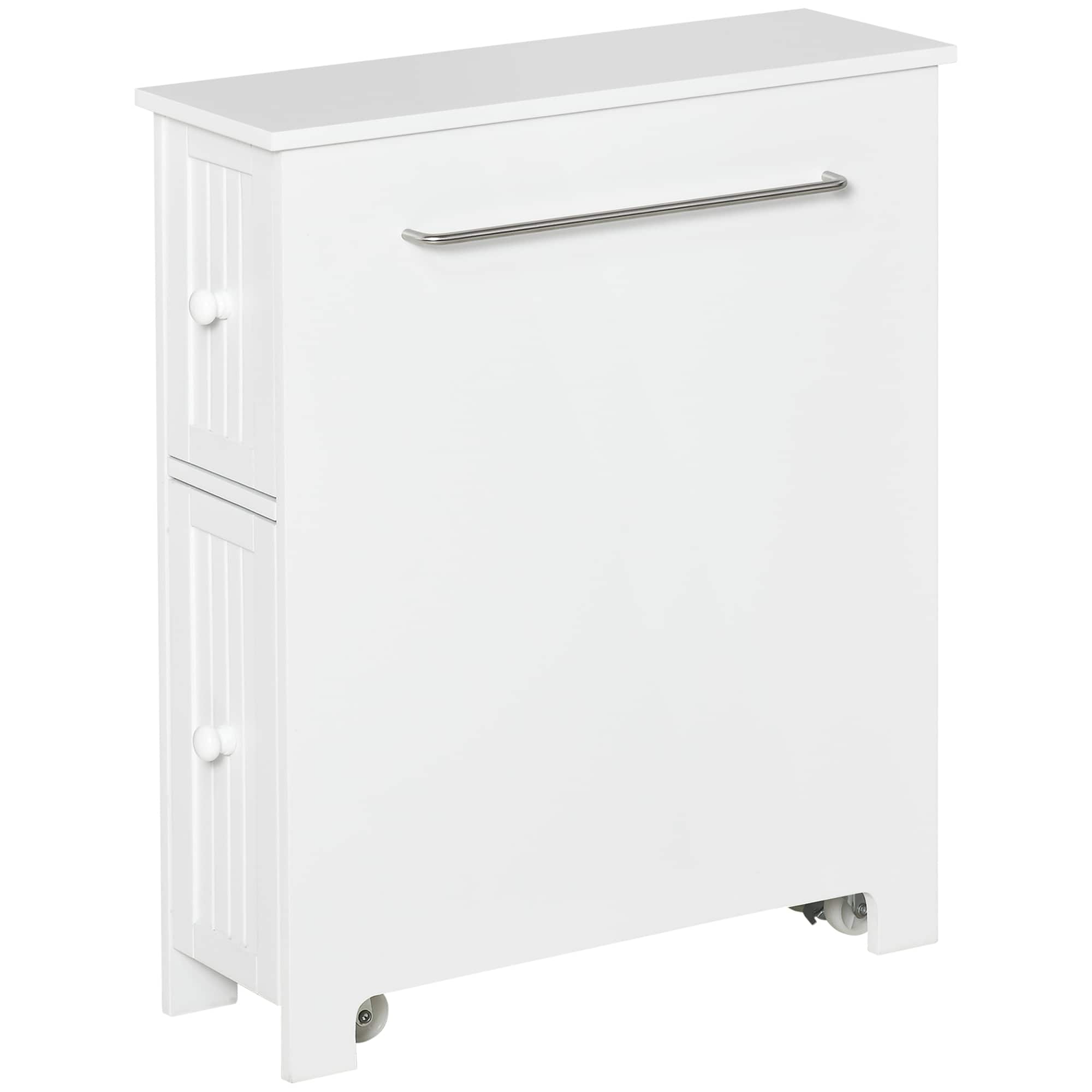 Kleankin - Bathroom Cabinet, Freestanding Storage Cabinet, Toilet Paper Holder with Two Drawers, Side Towel Rack, and Wheels - White price history on PriceWatchPro