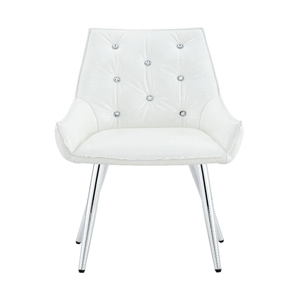 Alt View 8. Loheer - Loheer Crocodile Pattern Accent Chair Set of 2 White PU Leather - White.
