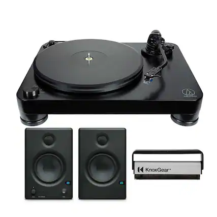 Front. Audio-Technica - Audio-Technica AT-LP7 Fully Manual Belt-Drive Turntable with Speakers Bundle.