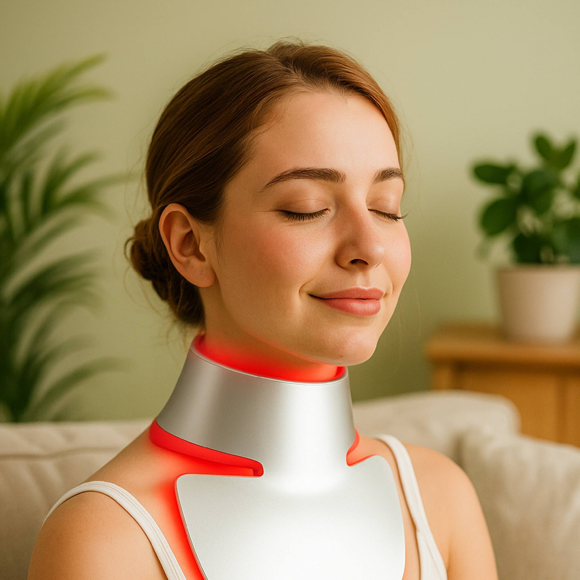 Left. Pursonic - Pursonic LED Light Therapy Neckplate – Rejuvenate Your Neck & Décolleté - White.