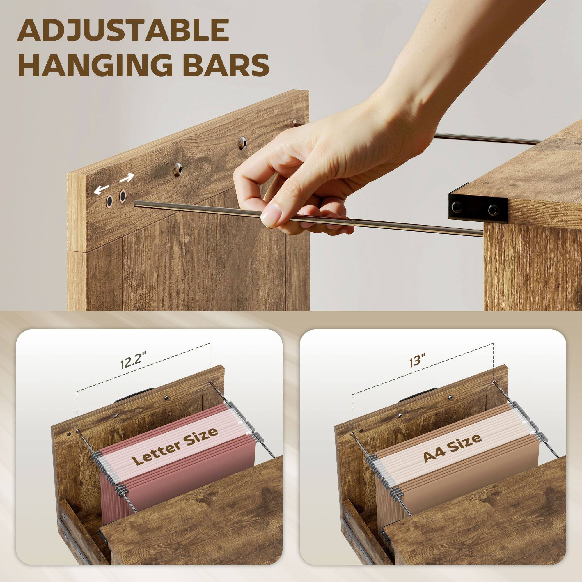 ADJUSTABLE HANGING BARS

12.2" Letter Size

13" A4 Size