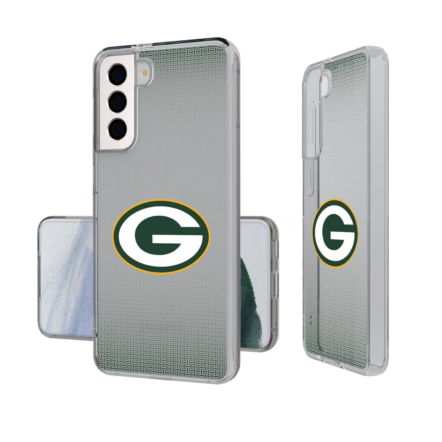 Front. Keyscaper - Green Bay Packers Linen Logo Galaxy Clear Case - S24 - Multicolor.