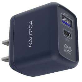 Nautica - CH130 Charger - Fast Charging 30W PD USB-C / USB-A QC3.0 Dual Port Wall Charger for iPhone 16/15, Galaxy, Pixel - Navy