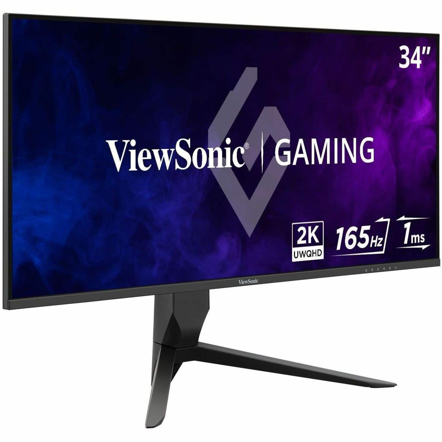 The text on the image reads: "34" ViewSonic L GAMING 2K 165Hz 1ms ms UWQHD". This text is grouped and corrected as follows:
"34" ViewSonic L GAMING 2K 165Hz 1ms ms UWQHD".