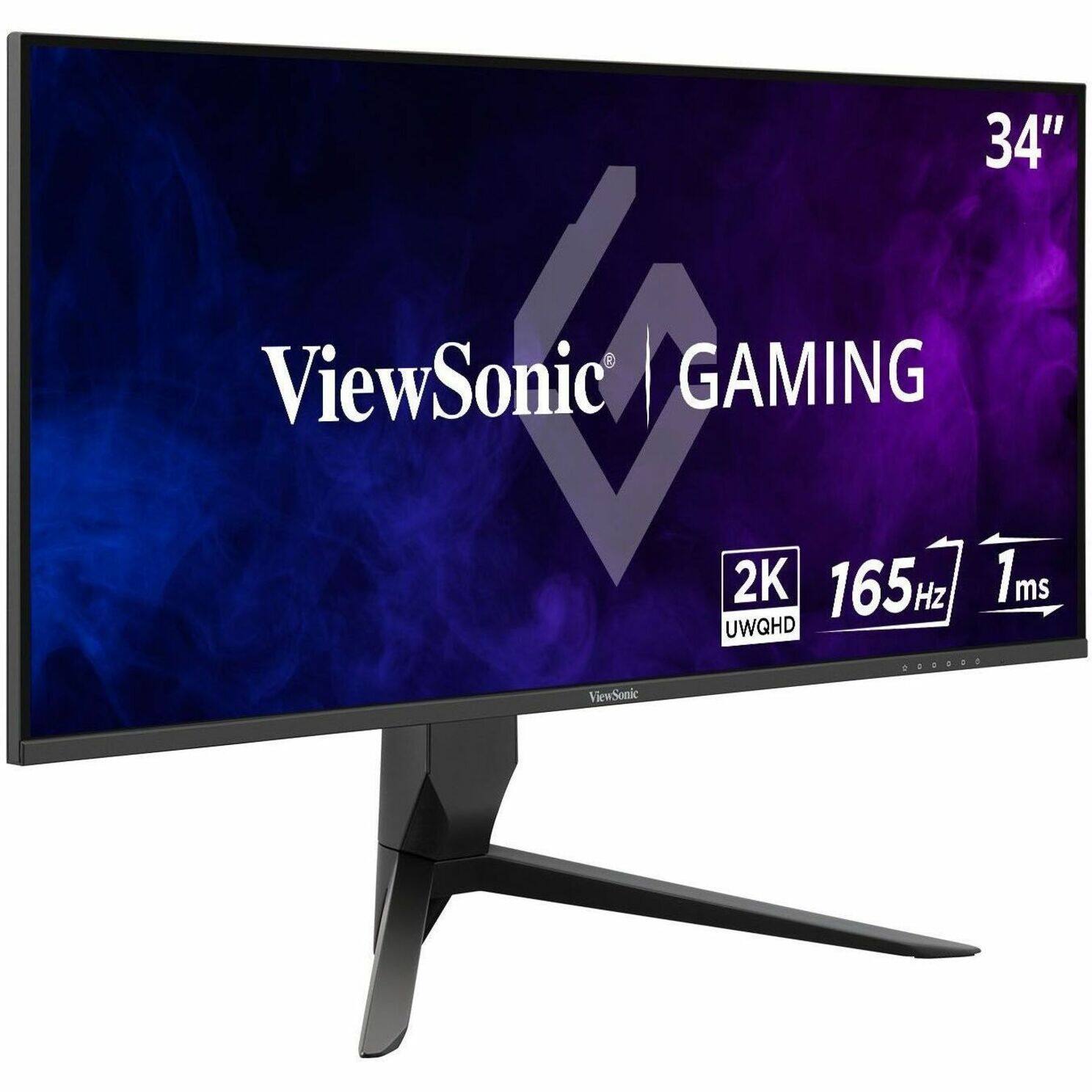 The text on the image reads: "34" ViewSonic L GAMING 2K 165Hz 1ms ms UWQHD". This text is grouped and corrected as follows:

"34" ViewSonic L GAMING 2K 165Hz 1ms ms UWQHD".