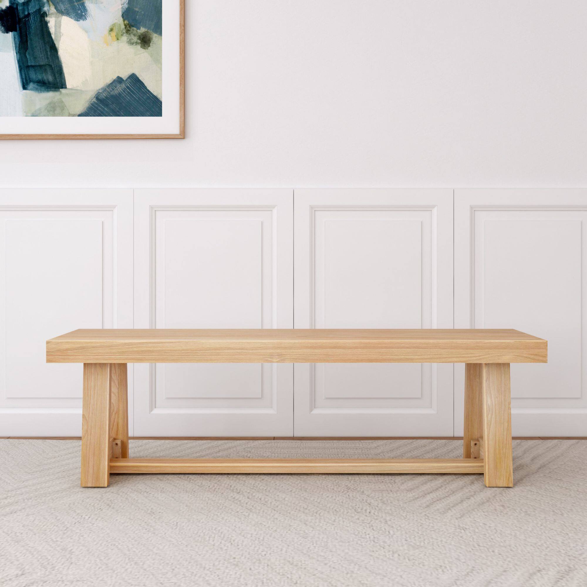 Alt View 1. Plank+Beam - Classic Dining Room Bench (60in / 1520mm), Blonde Wirebrush - Blonde Wirebrush.