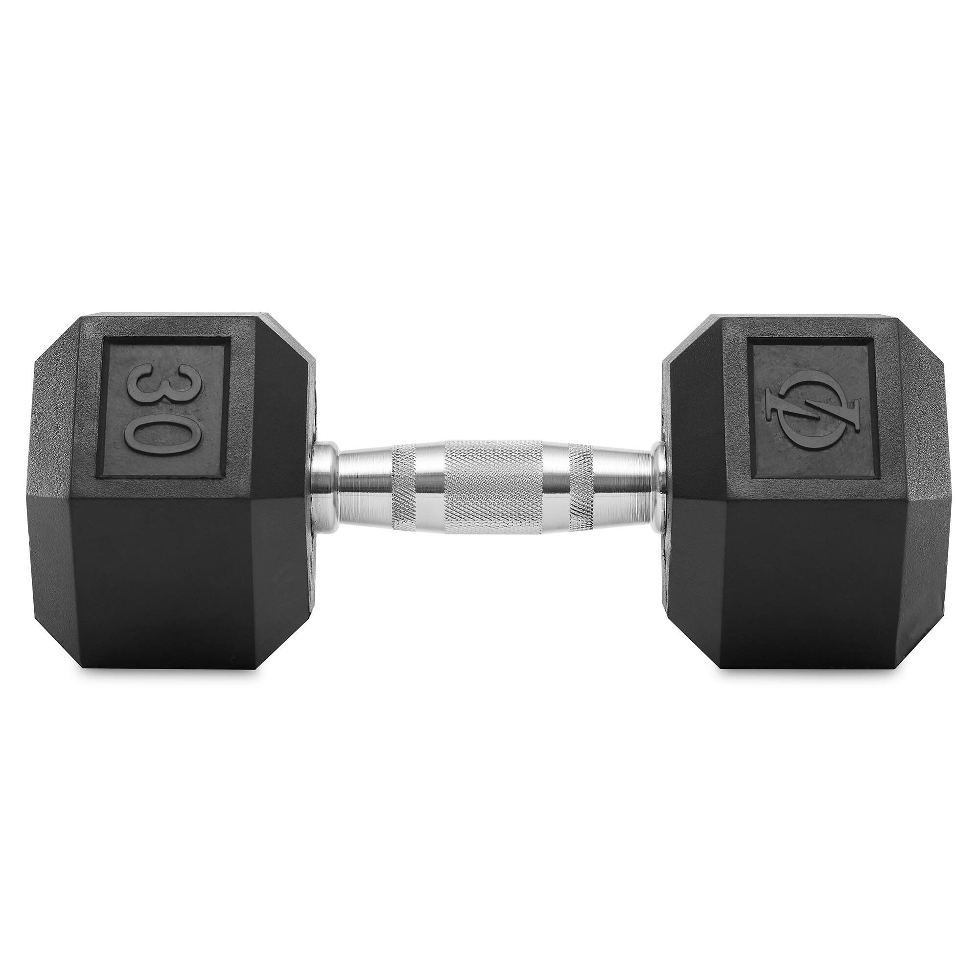 Alt View 1. Philosophy Gym - Rubber Coated Hex Dumbbell - Cast Iron Hand Weights - 25-lbto 50 Pound - Black.