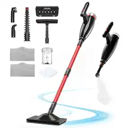 Teendow - 6-in-1 Steam Mop, Multi-Surface Steam Cleaner for Hardwood Floors & Carpet, Chemical-Free Cleaning with Attachments - Red