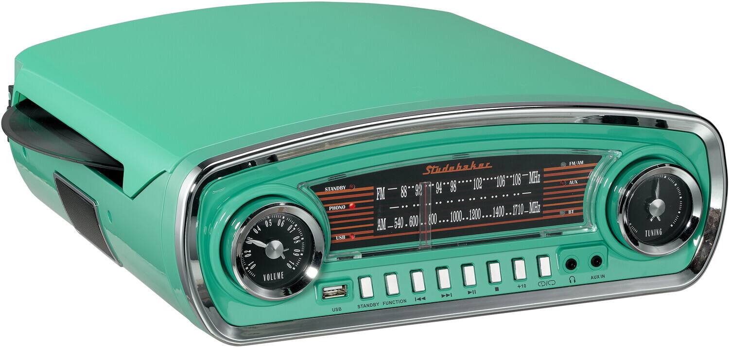 Sure, here is the corrected and grouped text from the image:

---

**Studebaker**

**VOLUME**

**STANDBY**

**PHONO**

**USB**

**STANDBY FUNCTION**

**USB**

**FM/AM**

**ALX**

**AUX IN**

**TUNING**

**FM**  
88 - 94 - 98 - 102 - 106 - 108 - 110 - 112 - 114 - 116 - 118 - 120 - 122 - 124 - 126 - 128 - 130 - 132 - 134 - 136 - 138 - 140 - 142 - 144 - 146 - 148 - 150 - 152 - 154 - 156 - 158 - 160 - 162 - 164 - 166 - 168 - 170 - 172 -