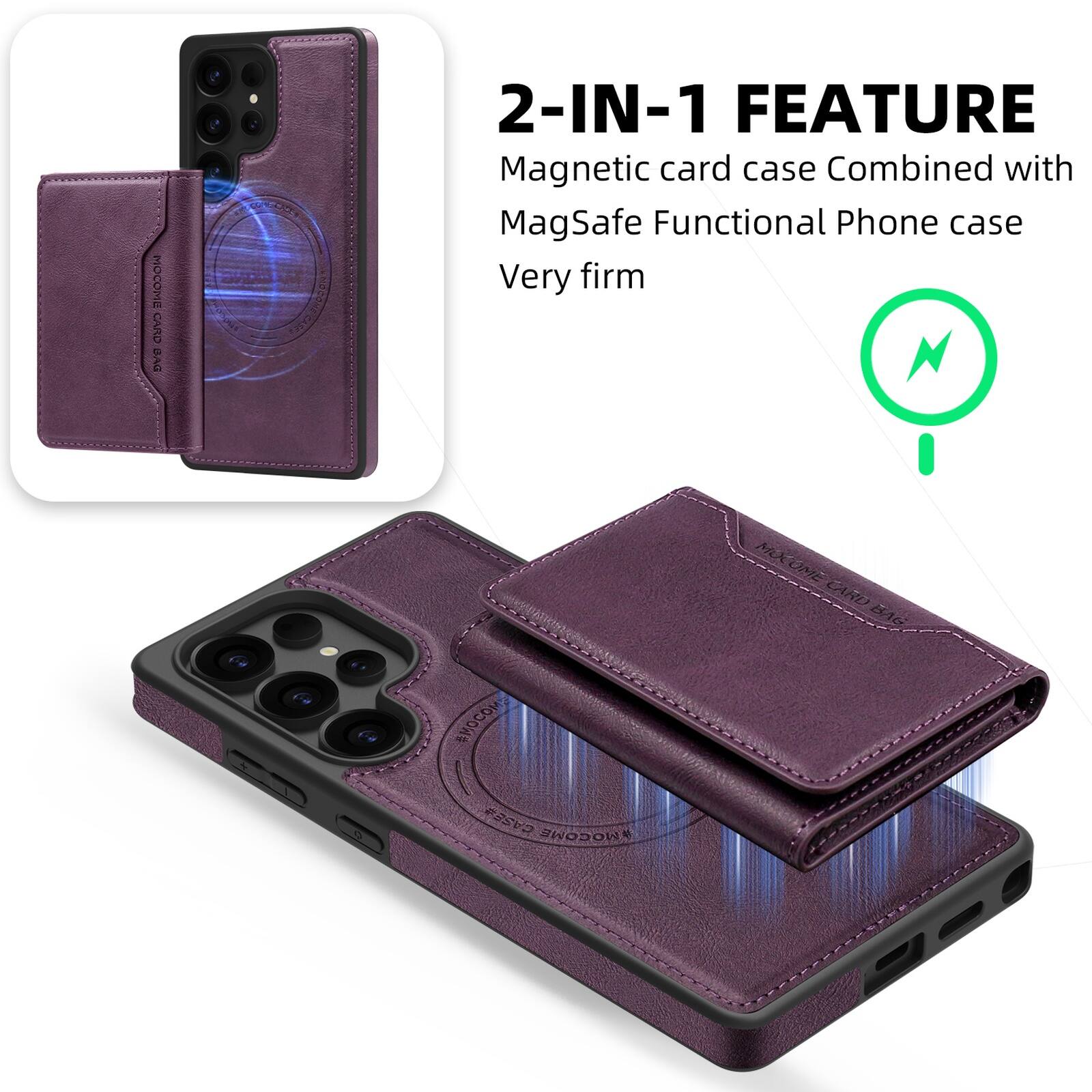 MOCOME CARD BAG SD Unes 2-IN-1 FEATURE  
Magnetic card case Combined with MagSafe Functional Phone case  
Very firm  

MOCOME CARD BG CASE# SWOROWA