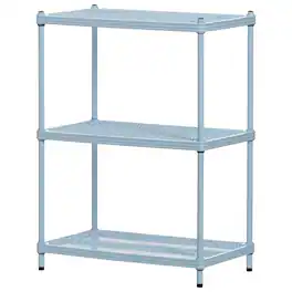 Design Ideas - MeshWorks 3 Tier Full-Size Metal Storage Shelving Unit Rack, Blue - Sky Blue