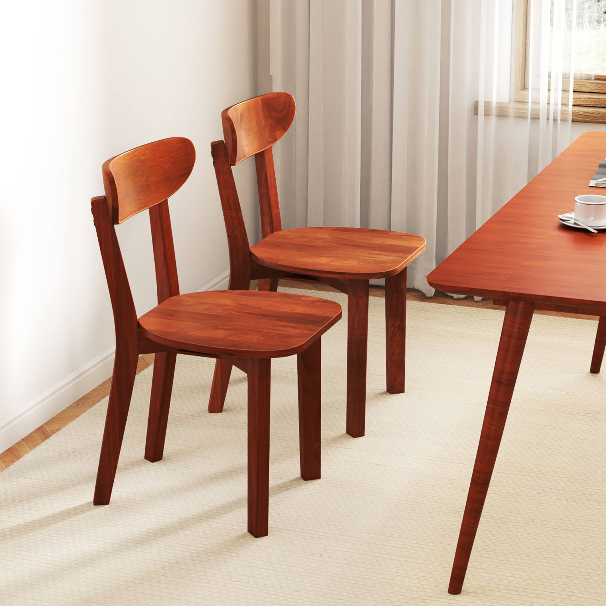 Alt View 1. Gymax - Gymax Solid Wood Dining Chair Set of 2 w/ Curved Backrest & Rubber Wood Frame - Espresso.