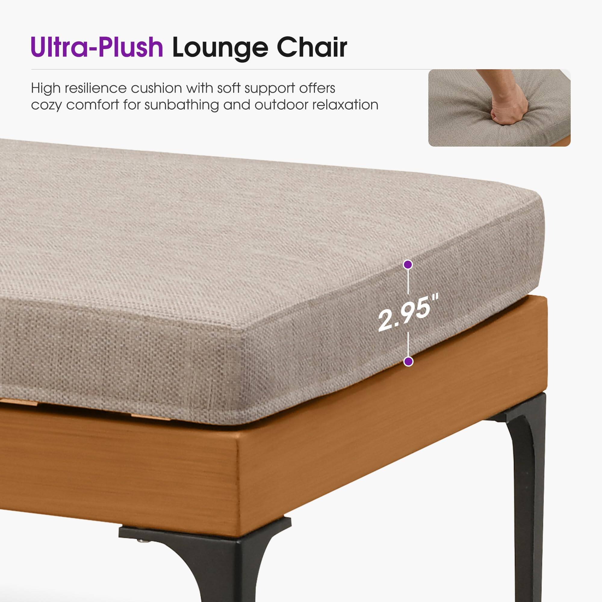 Ultra-Plush Lounge Chair

High resilience cushion with soft support offers cozy comfort for sunbathing and outdoor relaxation

2.95"