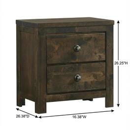 FurniFact - Solid Wood Nightstand with Classic Design for Bedroom - Rustic Gray