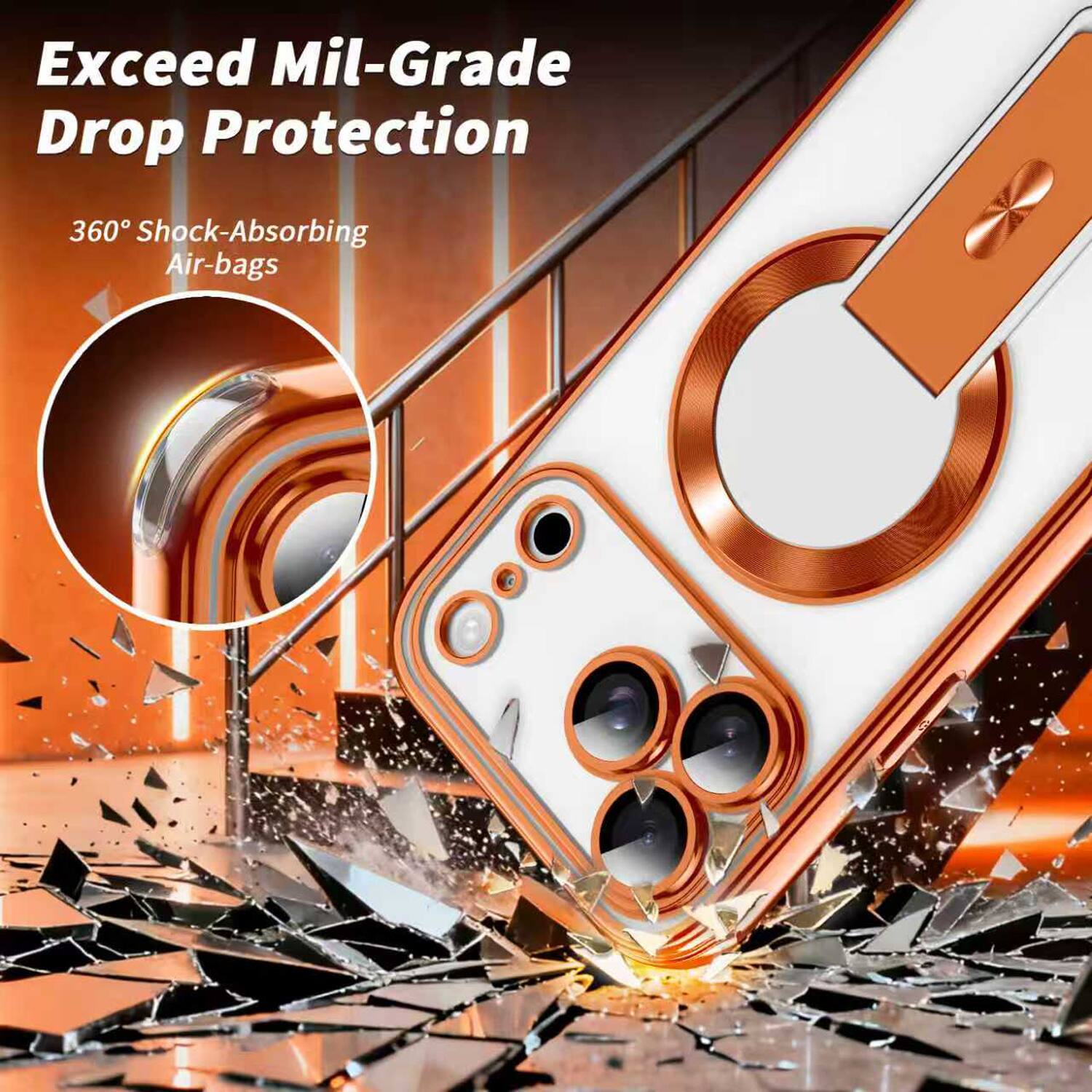 Exceed Mil-Grade Drop Protection  
360° Shock-Absorbing Air-bags