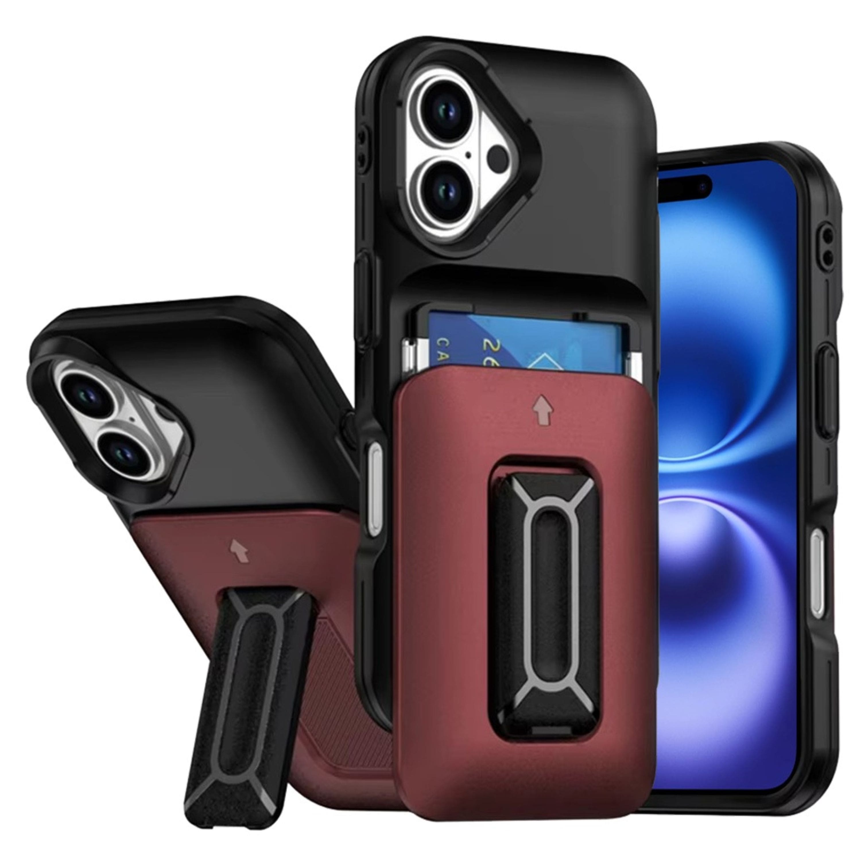 Kitcheniva - Card Holder With Kickstand And Strap Plus Tempered Glass For iPhone 17 - Black/Red price history on PriceWatchPro