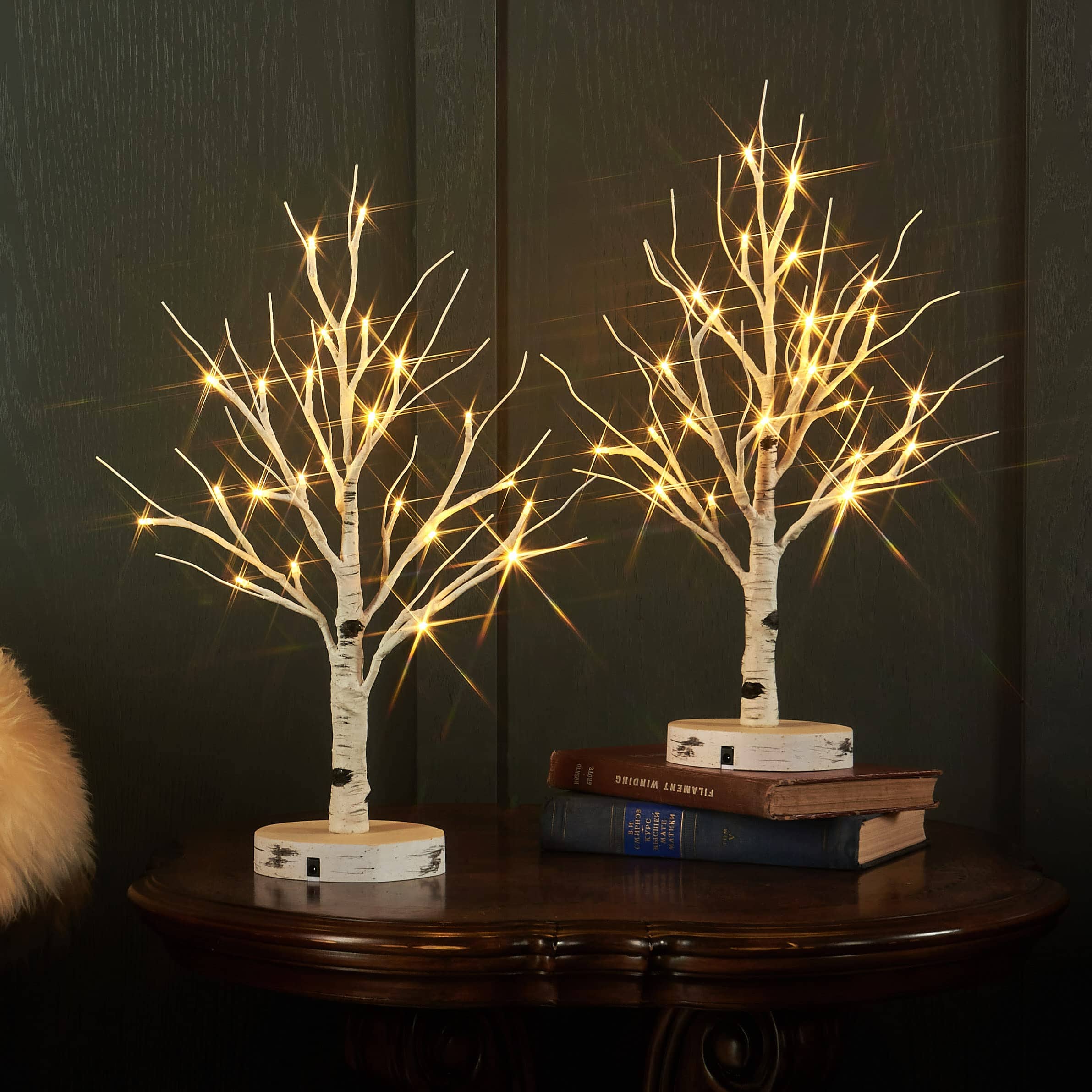 Alchemy Casas - Lighted Christmas Pine Tree Fairy Lights Operated Usb Plug Timer 18in Home Holiday Decoration - Multi